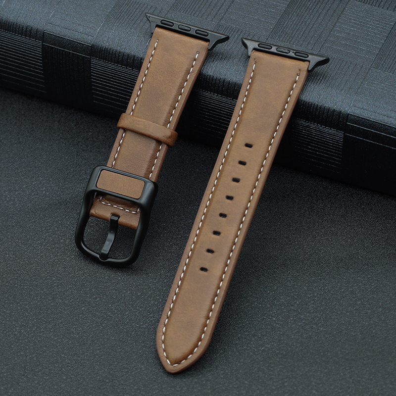 TEMU Bracelet en cuir PU compatible avec Apple Watch, à la transpiration, 38 mm 40 mm 41 mm 42 mm 44 mm 45 mm 49 mm 46 mm, bracelet de montre pour