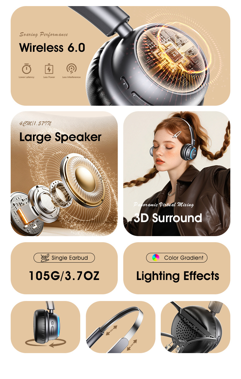 [Acer 2026 New Release] OHR645 Over-Ear Earphones, 3D Spatial Audio, 30 Hours of Music Playback, Soft And Comfortable Memory Foam Ear Cushions, Adjustable Headband, Multi-Device Compatibility, Ideal for Gaming, Sports, Music And Fitness
