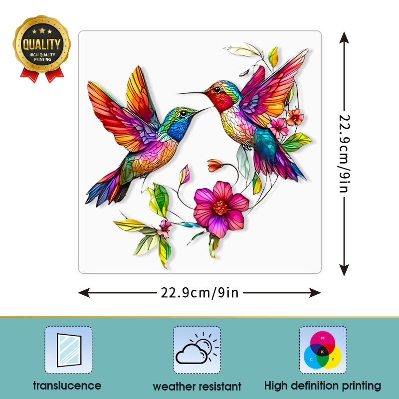 E-shop 2D FLACH, Fliesensticker Glasaufkleber, -Aufkleber, Frühlingssaison, Tiermotiv-Aufkleber, Orientalische Ästhetik im chinesischen Stil, Zwei
