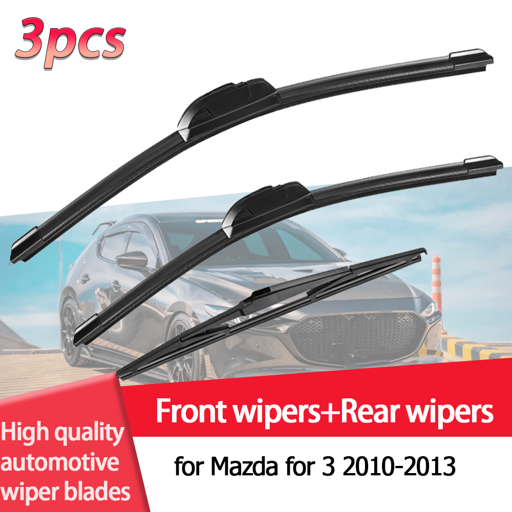 TEMU 3pcs Set, Multifunctional Car Wipers, Specifically Designed Durable For Use, Suitable For For 3 2010-2013, 24"+19"+14" Front And Rear Windshield