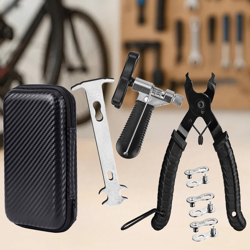 E-shop Fahrrad-Link-Zange + -Splitter-Werkzeug + Kettenprüfer + 3 Paar Fahrrad--Links, Fahrrad-Link-Öffner-Schließer-Zange Kettenschneider-Verbinder