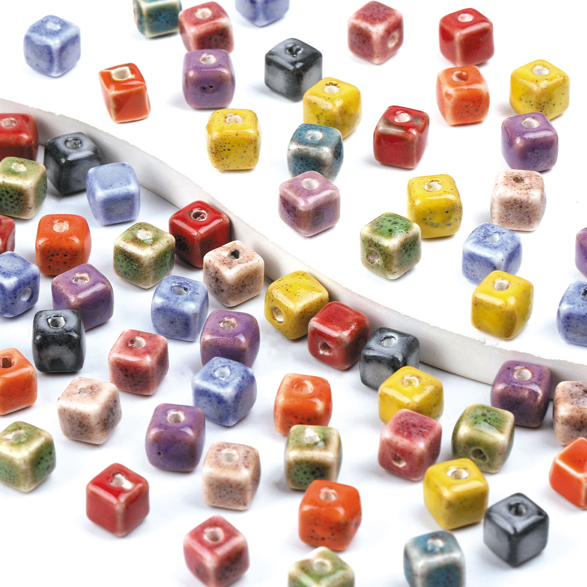 25pcs Vintage Speckled Glazed Ceramic Beads for DIY Jewellery Making