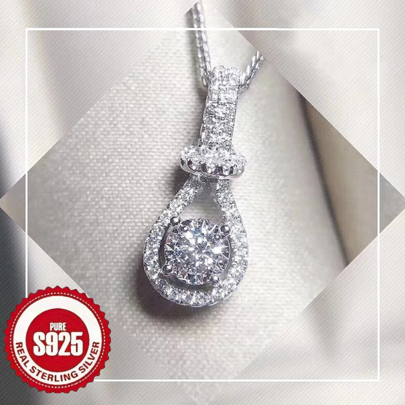 TEMU S925 Pure Silver Moissanite Pipa Pendant Necklace For Women, Temperament Collarbone Chain Birthday Gift, Suitable For Daily Wear And Special