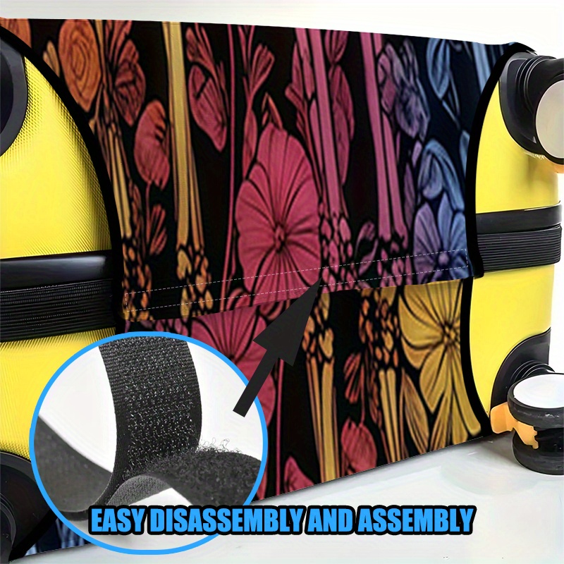Colorful Skeleton & Flower Suitcase Set, Travel Bag & Luggage Protector