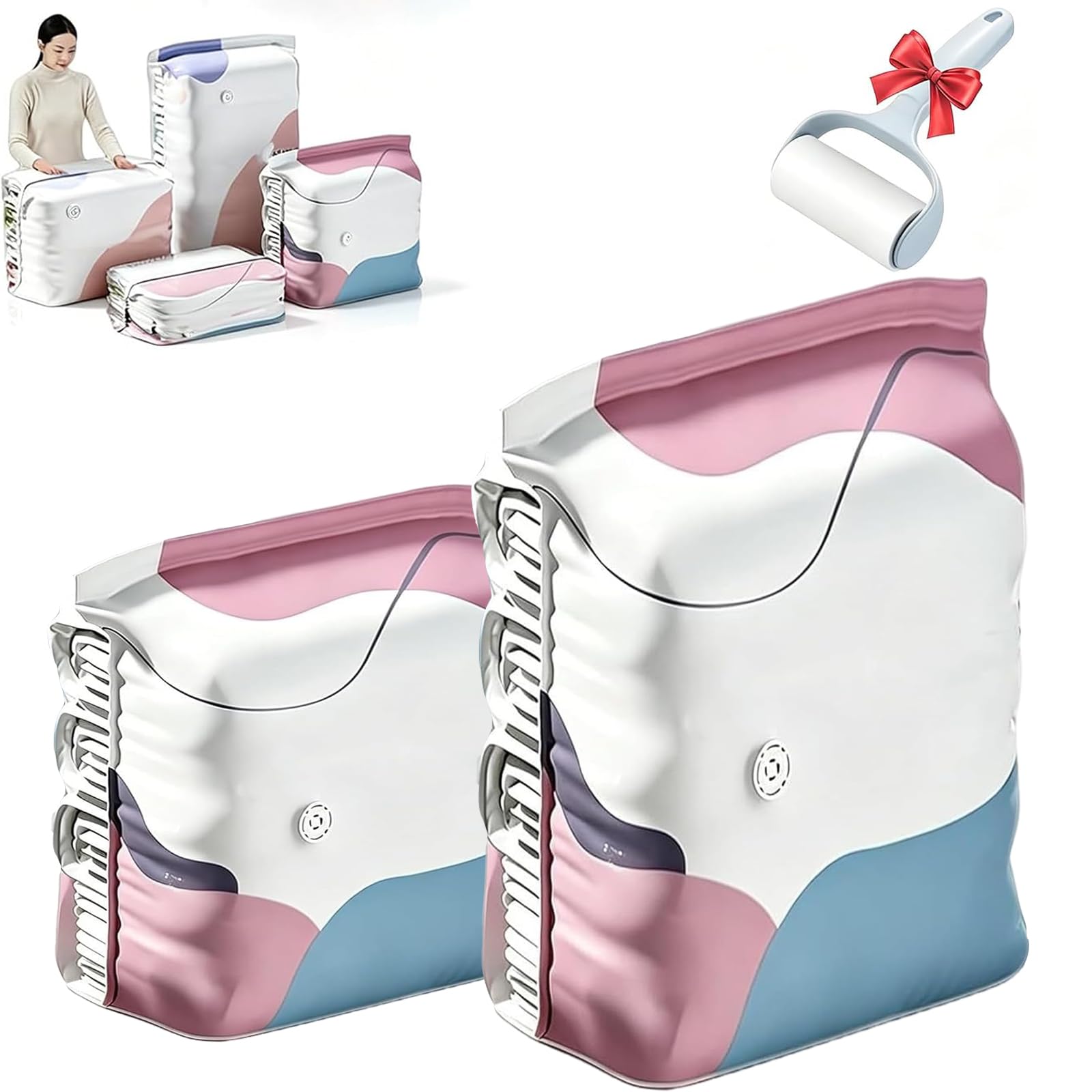 Image of No Pump 3d Vacuum Storage Bag, 2026 Upgrade Large-capacity Vacuum Bags, 3-sec Fast Compression, Triple Your Closet Space, Seasonal Storage Made Effortless (4pcs, L: 100 * 80 * 38cm)