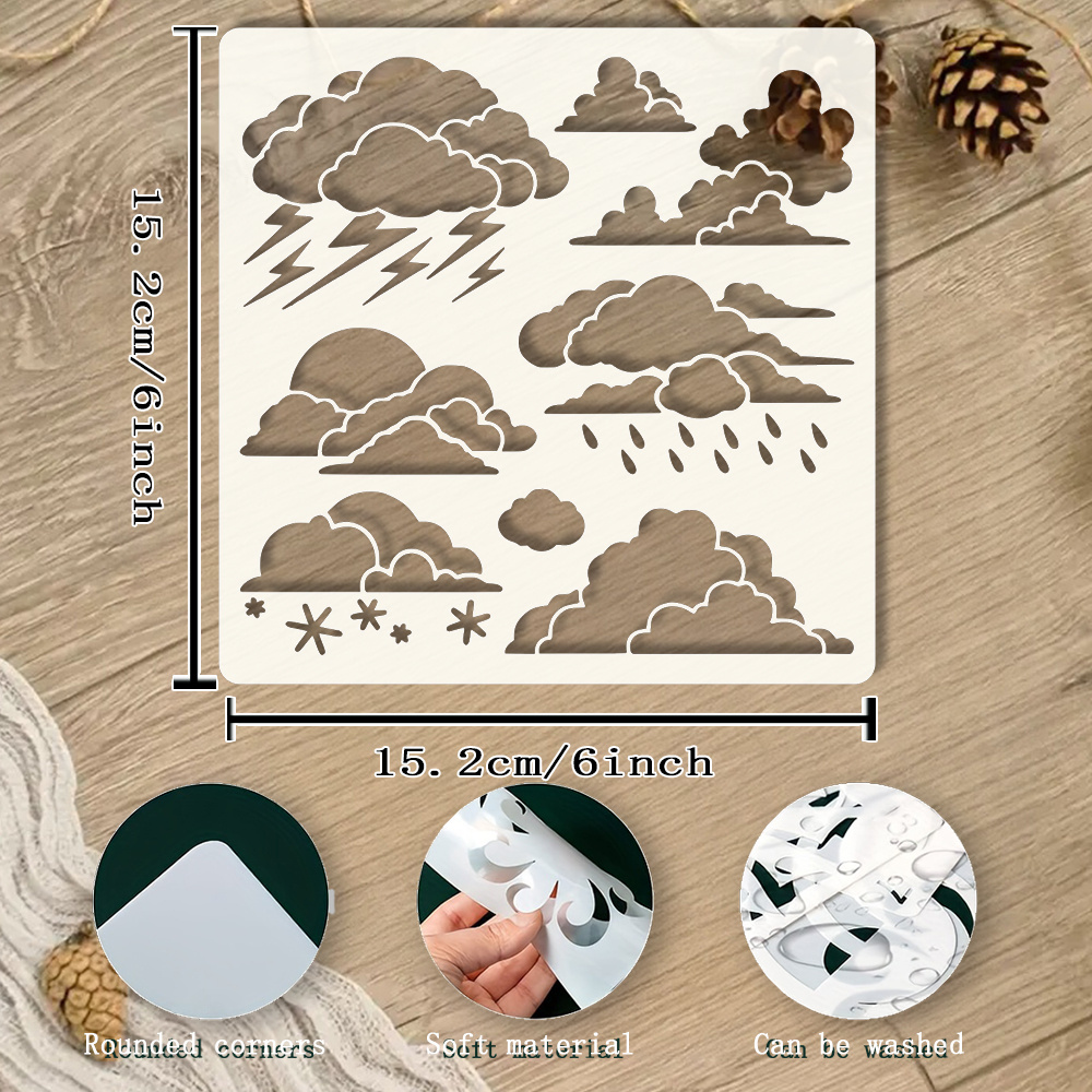 TEMU Cloud-like Weather Template Set, Reusable Thunderstorm, Snow, Cloud Templates, Used For Drawing On Wood Products, Canvas, Walls, Furniture,
