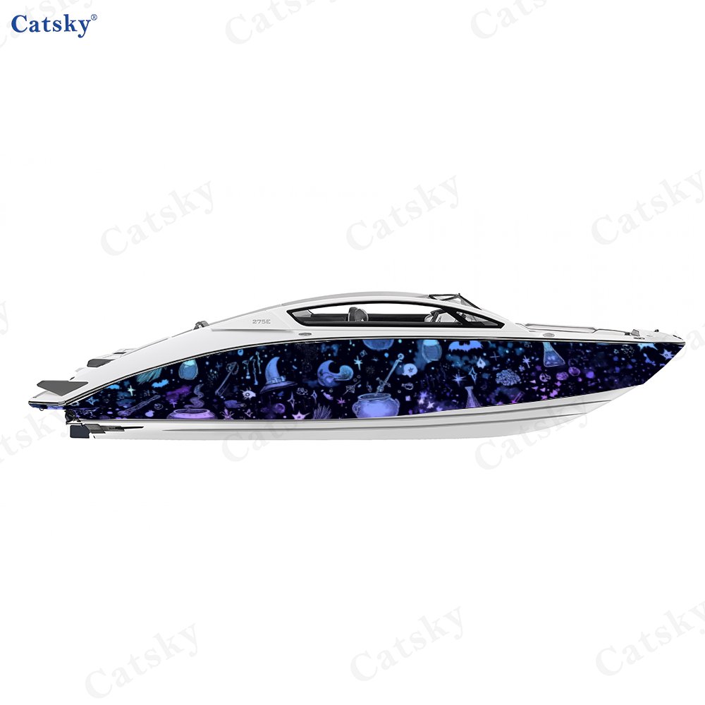 2pcs Magic Waterproof PVC Vinyl Boat Stickers, Easy Peel & Stick