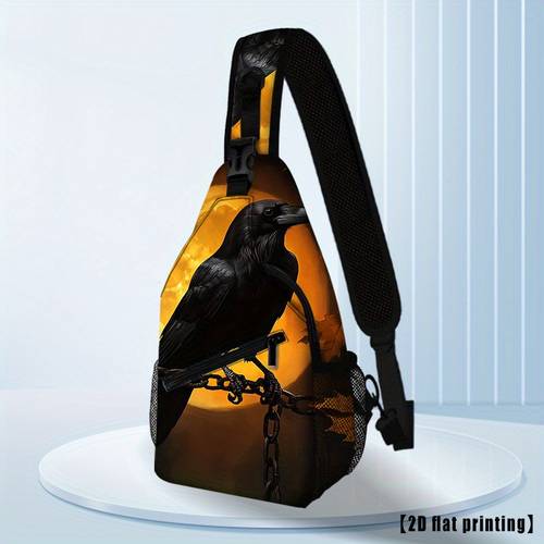 halloween 2 shoulder crossbody bag multi functional chest pack hiking backpack foldable large capacity fashion print chest bag durable for shopping work casual travel beach fishing backpack birthday gift holiday