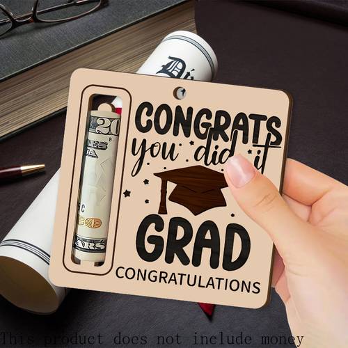 graduation hanging decoration wooden sign with congrats graduation hat designs money slot for grad party decor party decoration no electricity needed perfect graduation gift keepsake graduation decorations celebratory theme quality gift school celebration
