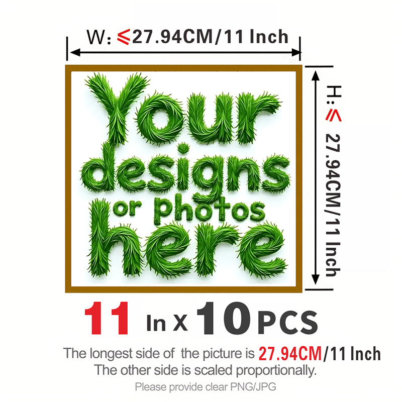 TEMU Set de 10 piezas de pegatinas creativas personalizadas de 1 a 12 pulgadas, pegatinas de transferencia de DTF personalizadas con fotos, adecuadas