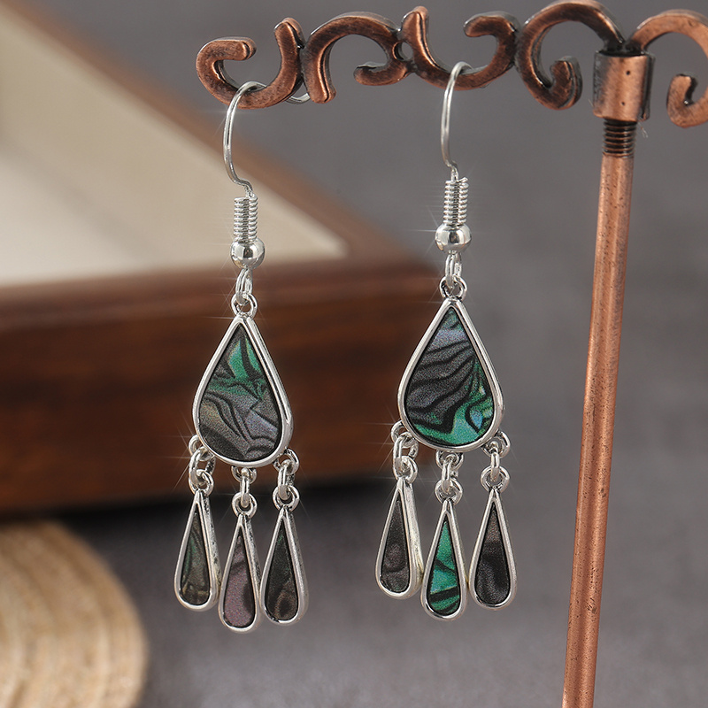 TEMU Boucles d'oreilles longues à franges tendance vintage tibétaines bohèmes pour femmes, avec et géométriques