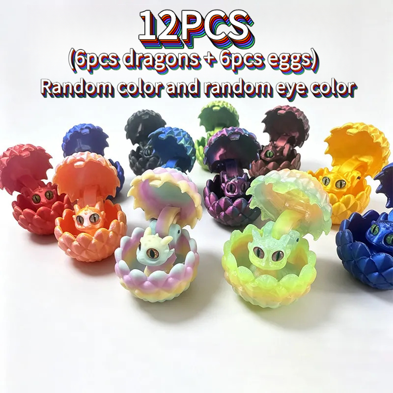 TEMU Ensemble de 12/32 pièces de figurines jouets articulées d'œuf de , mini dinosaure et design d'œuf, en plastique robuste et durable, avec d'œuf