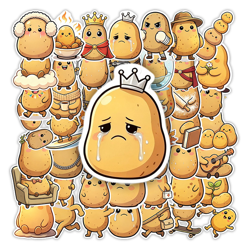 TEMU 55pcs Cute Potato Sticker Pack Funny Decals Durable Aesthetic Stickers For Laptop Water Bottle Phone Journal Scrapbook Perfect Gift For Sticker
