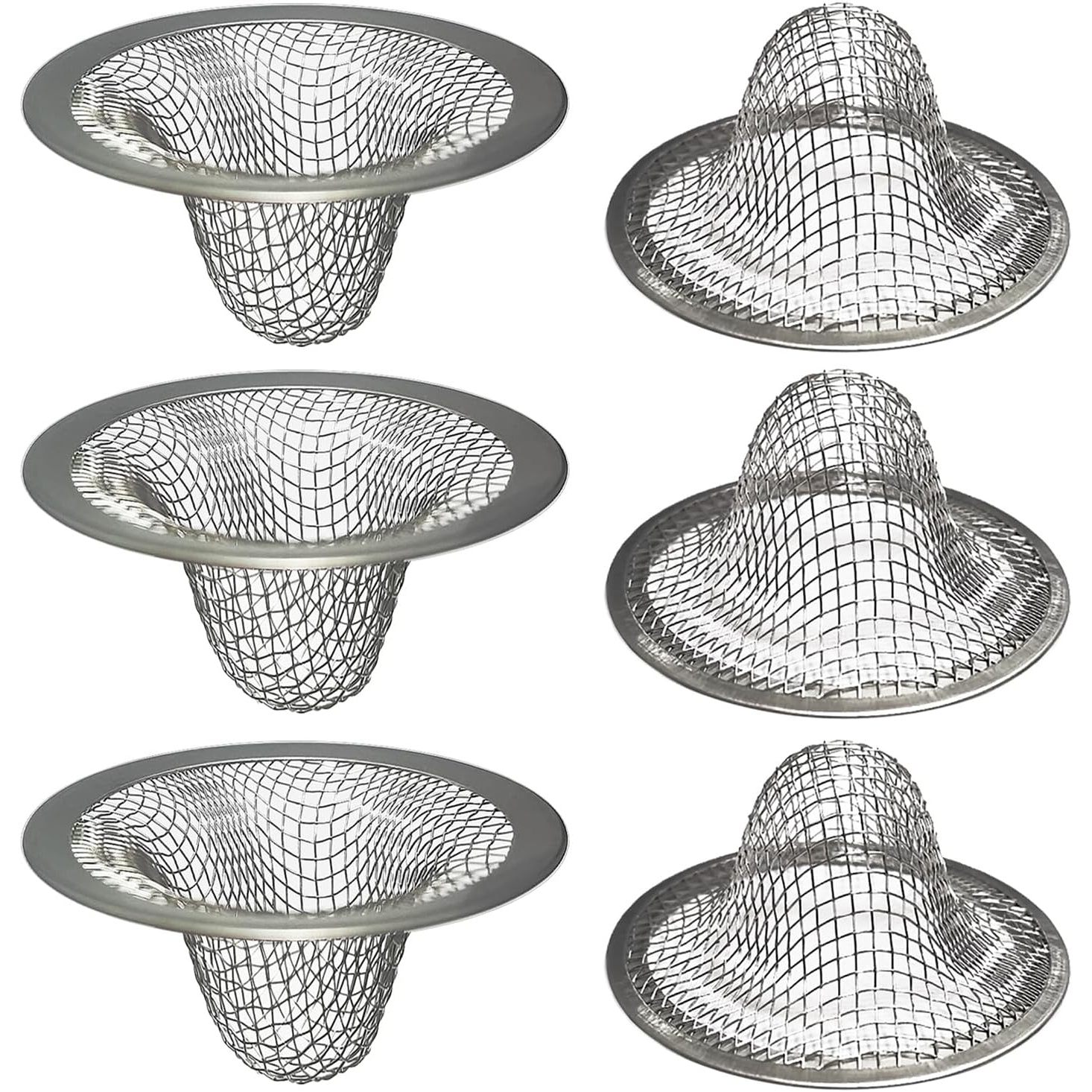 TEMU 6pcs Filtre d'évier en acier inoxydable, panier filtrant en pour évier de cuisine, écran de drainage anti-obstruction pour lavabo de salle de