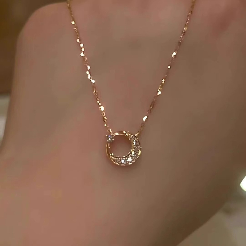 TEMU 1 X Collier Nouveauté 2026 Soleil Lune Étoiles pour Femme, Chaîne de Clavicule Délicate Polyvalente et Haut de Gamme, Cadeau de Saint-Valentin