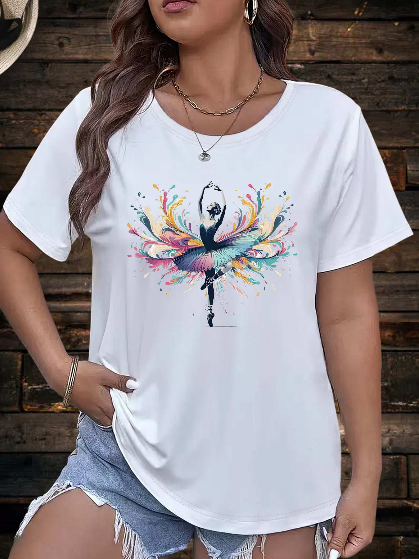 plus size women's ballet barre t-shirt - loose casual fit with french  ballet terms geometric print, round neck short sleeve, machine washable  black top for dance enthusiasts, apparel | nontransparent fabric -