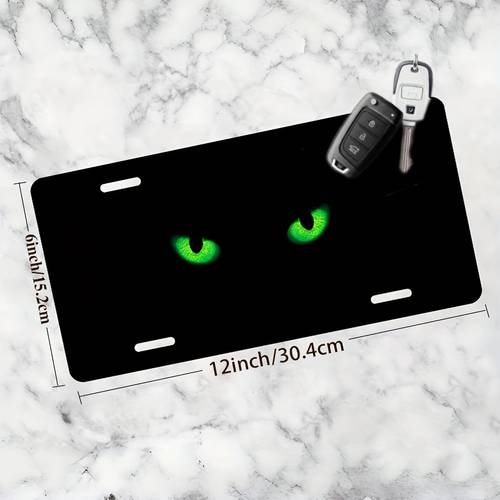 2d flat 2d flat license plate cover and frame green cat eye decoration matte edges universal x 6 unisex 2d flat