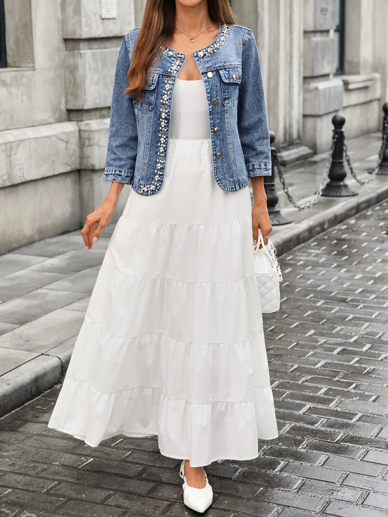 beaded jacket dress plus size Ivory Maxi Dress With Off Shoulder Bow Beaded Top