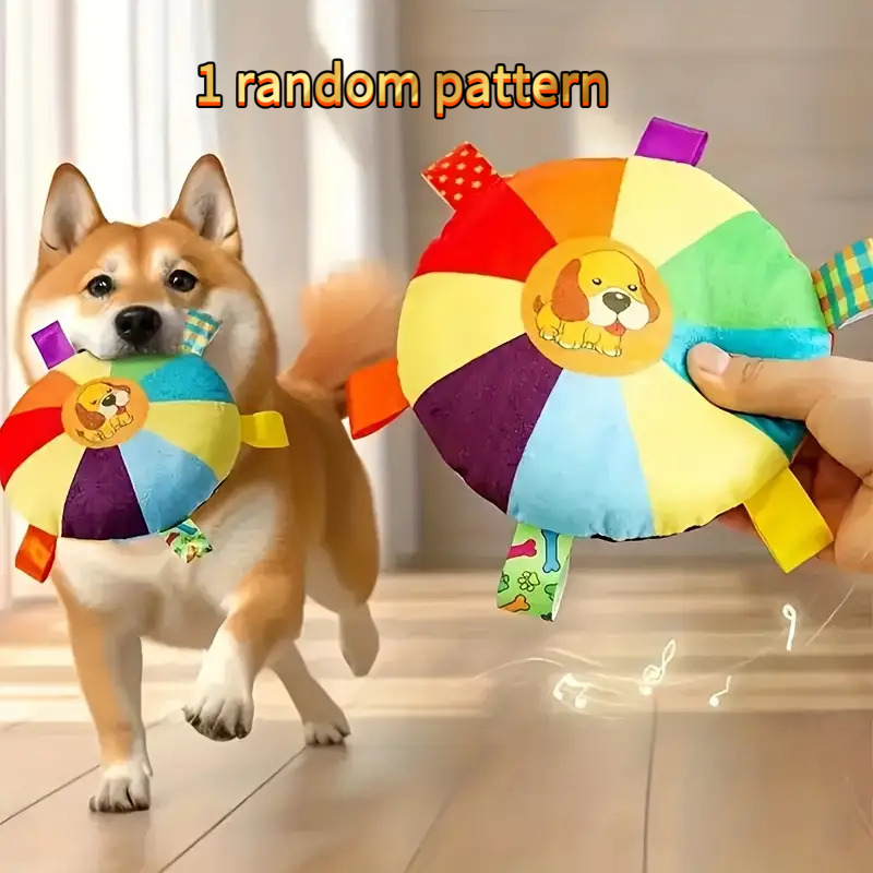 TEMU 1 Sturdy Interactive Dog Toy - A Vibrant Squeaky Toy Featuring A Cartoon Bear, Made Of Gentle Material, Suitable For Training And Entertainment,