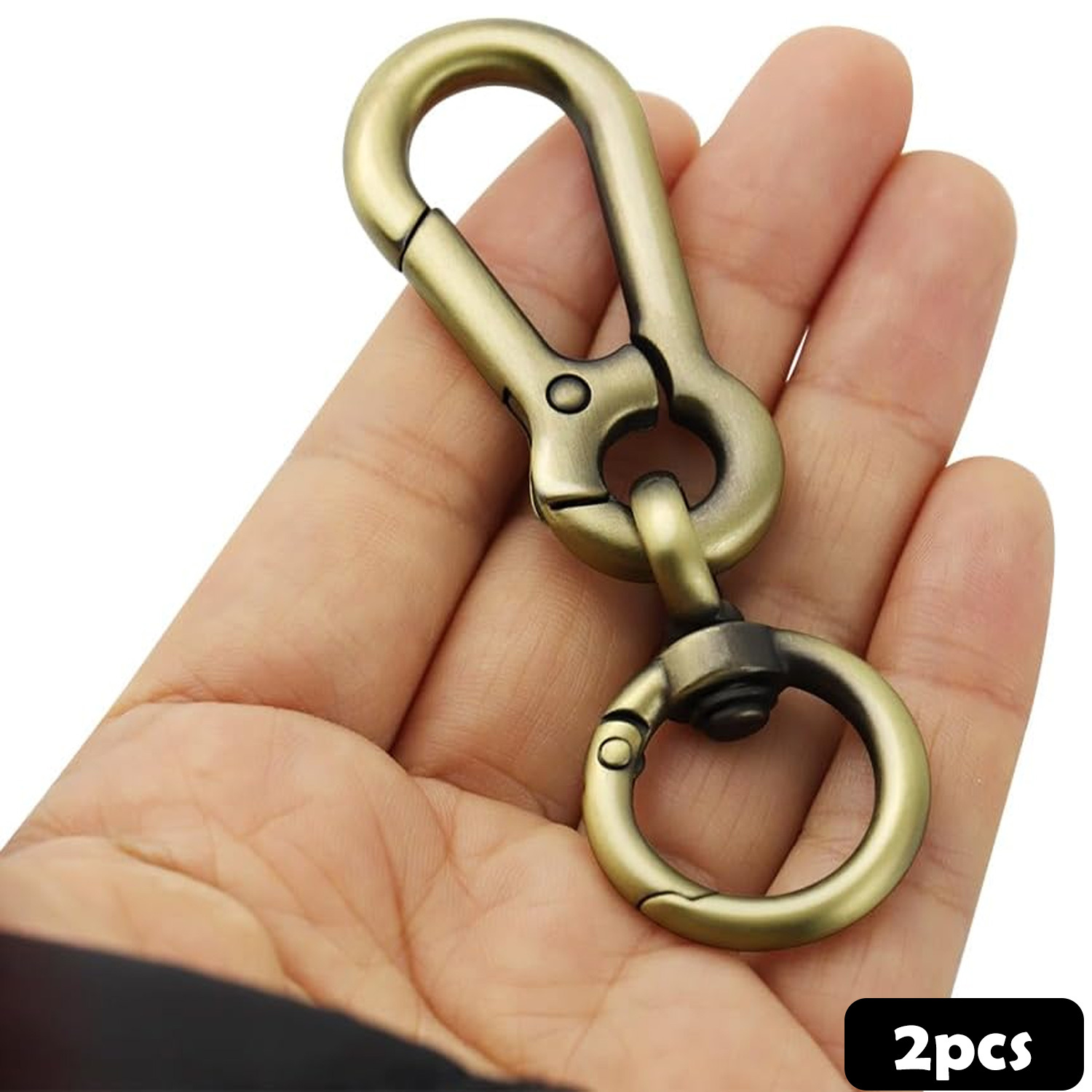 TEMU 2pcs Swivel Trigger Snap Hook Clasp Spring Loaded Clip, Metal Swivel Snap Hooks, Double Opening Key Chain Clip With Key Ring For Bags Car Keys