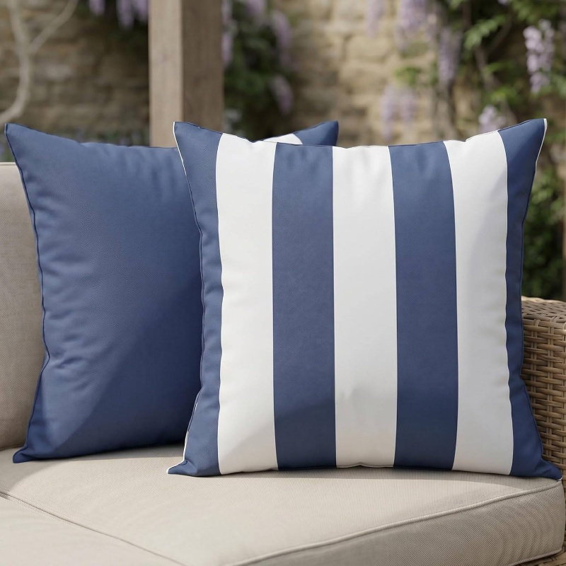 decorative outdoor pillows set of 2 waterproof 18x18 throw pillow covers porch and patio furniture decor durable weather resistant cushions garden balcony or backyard seating