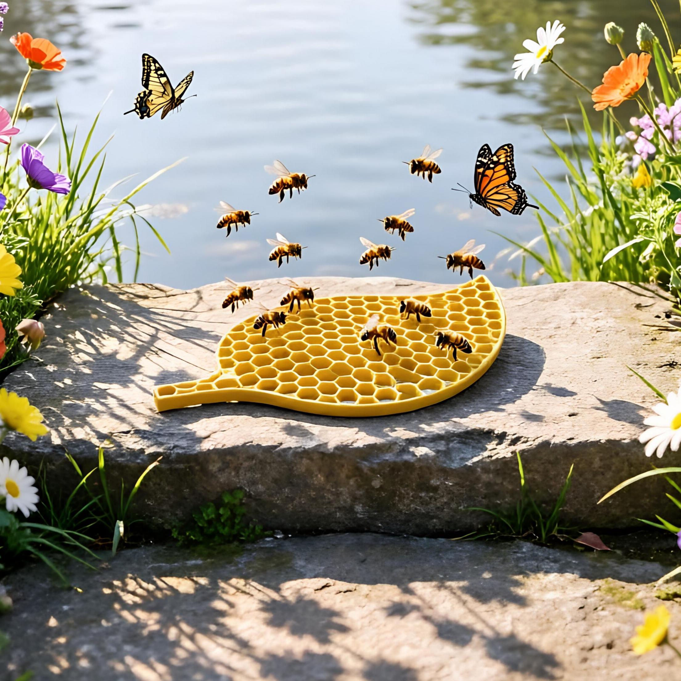 Image of Floating Bee Feeder, Bee Water Dish, Water Dish, Anti-drowning Bee Feeder, Multiple Colors, Prevents Water , Bee Island Tray, Can Float On Water Or Be On Or Table, And Bee Water Feeder