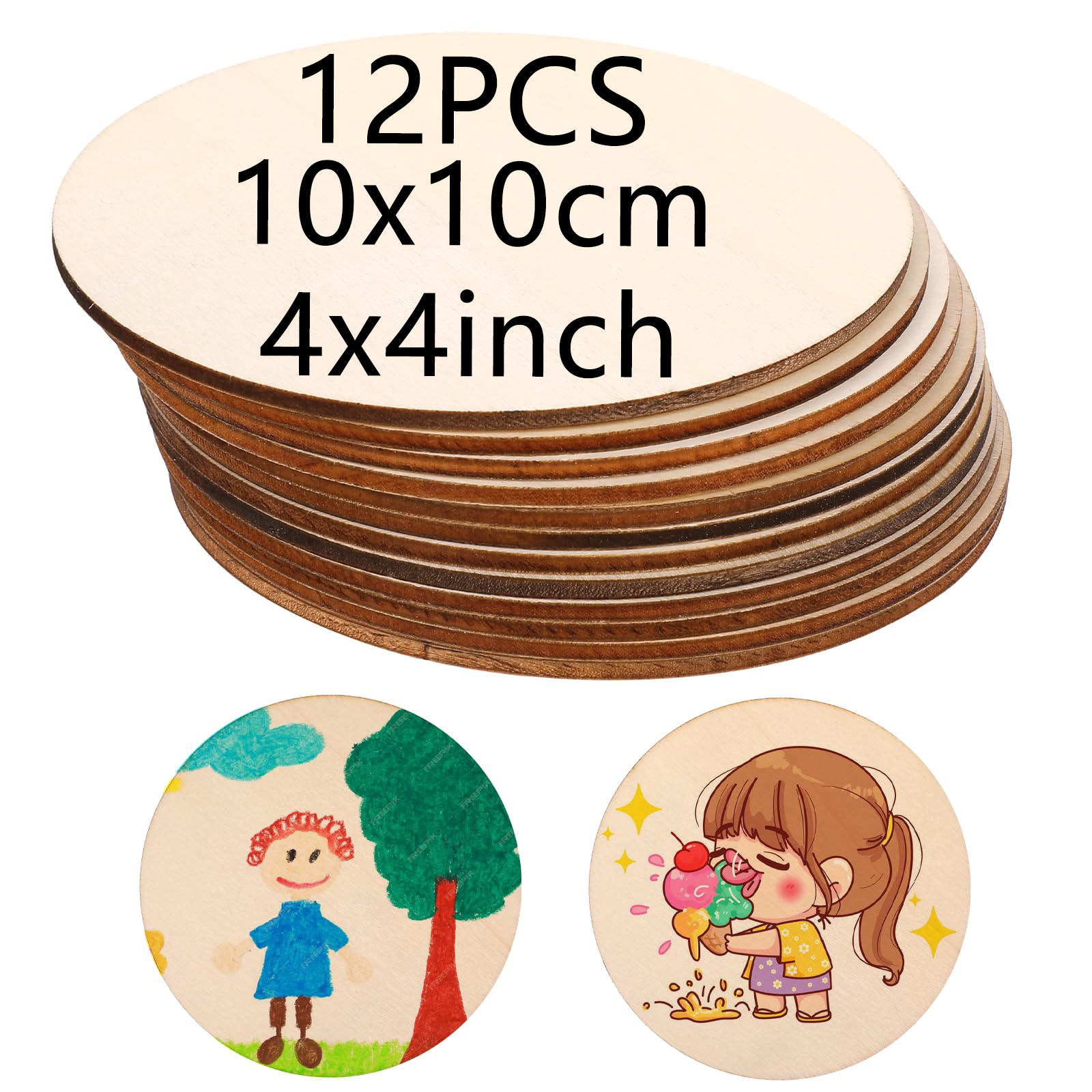 TEMU 12pz, Pezzi di Legno 10x10cm/4x4 pollici, Tavole in Legno Fai-da-te, Etichette per Porte Decorative, , Regali per e Famiglia, Taglio Laser,