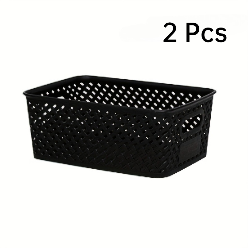 TEMU Lot de 2 paniers de rangement en plastique, de rangement empilables couvercle pour organiser étagères, tiroirs, bureaux, armoires, de jeux, de