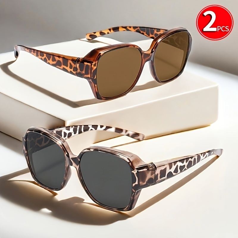 TEMU 2pcs Large Vintage Oversized Fashion Glasses Suitable For Driving, Parties, Photo Props & Daily Wear - Unisex Retro Glasses For , Plastic Frame