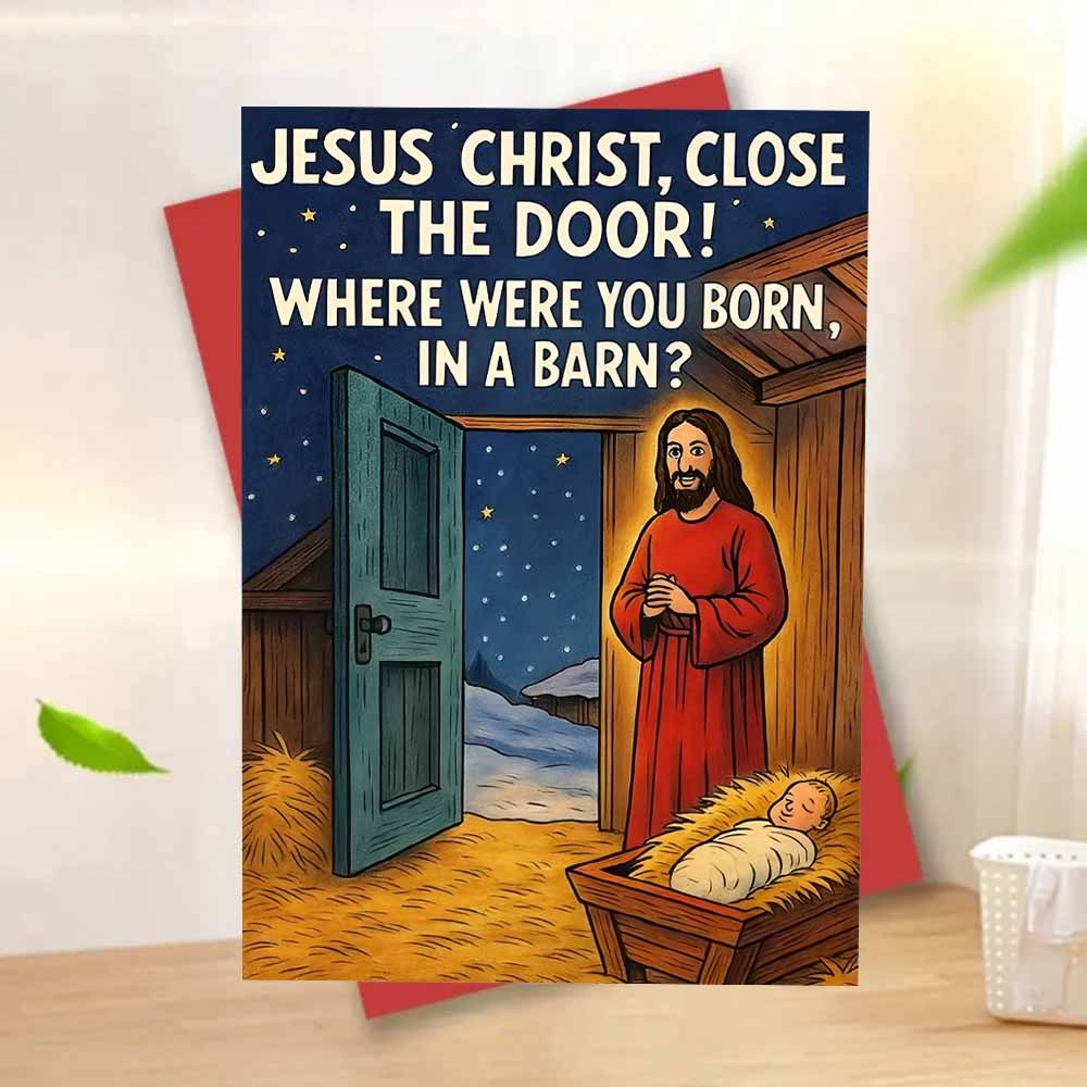 TEMU 1pc "religious Christmas Humor" Card, Nativity Scenes, Paper Made, Suitable For Sending To Pals, Faith- Holiday Note, Comes With Envelope