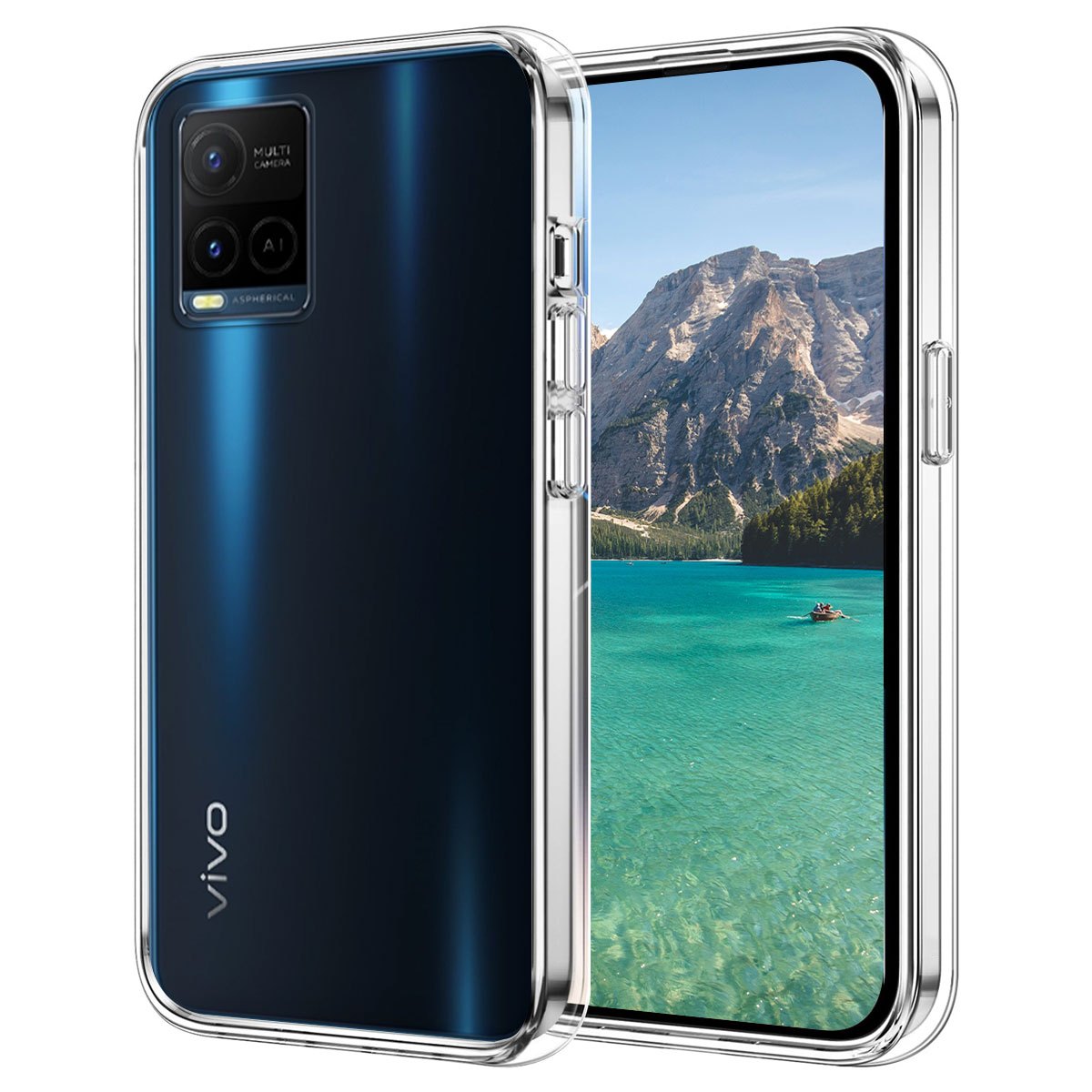 TEMU flexible y a prueba de golpes para el teléfono inteligente Vivo Y33S 4G, que protección completa contra arañazos con posterior transparente.