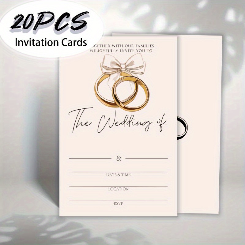 TEMU 20pcs Eternal Happiness Party Invitations - Minimalist Wedding Reception Cards, Elegant Design, Celebrations, Engagements, , Party Invitations |