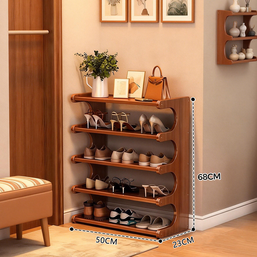 TEMU Multi-tier Shoe Rack Organizer - Heavy-duty Entryway Storage Cabinet With Space-saving , Sturdy Bamboo Construction, No Assembly Needed - For
