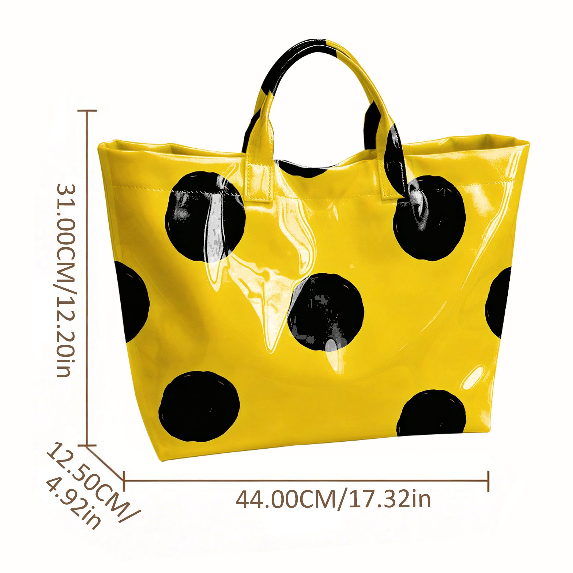 Image of 1pc Women's Pvc Tote Bag With Polka Dot Abstract Print - Lightweight Handbag Suitable For Work, , Shopping, Phone Wallet Storage, Stylish Elegant Hand-carry Bag With Oil, Yiwu-