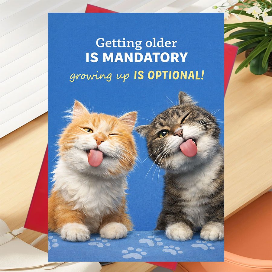 TEMU 1 Greeting Card + 1 Envelope. A Cute Cat-themed Greeting Card, Designed For Cat Lovers, Helping You Showcase Fun And Vitality In Life