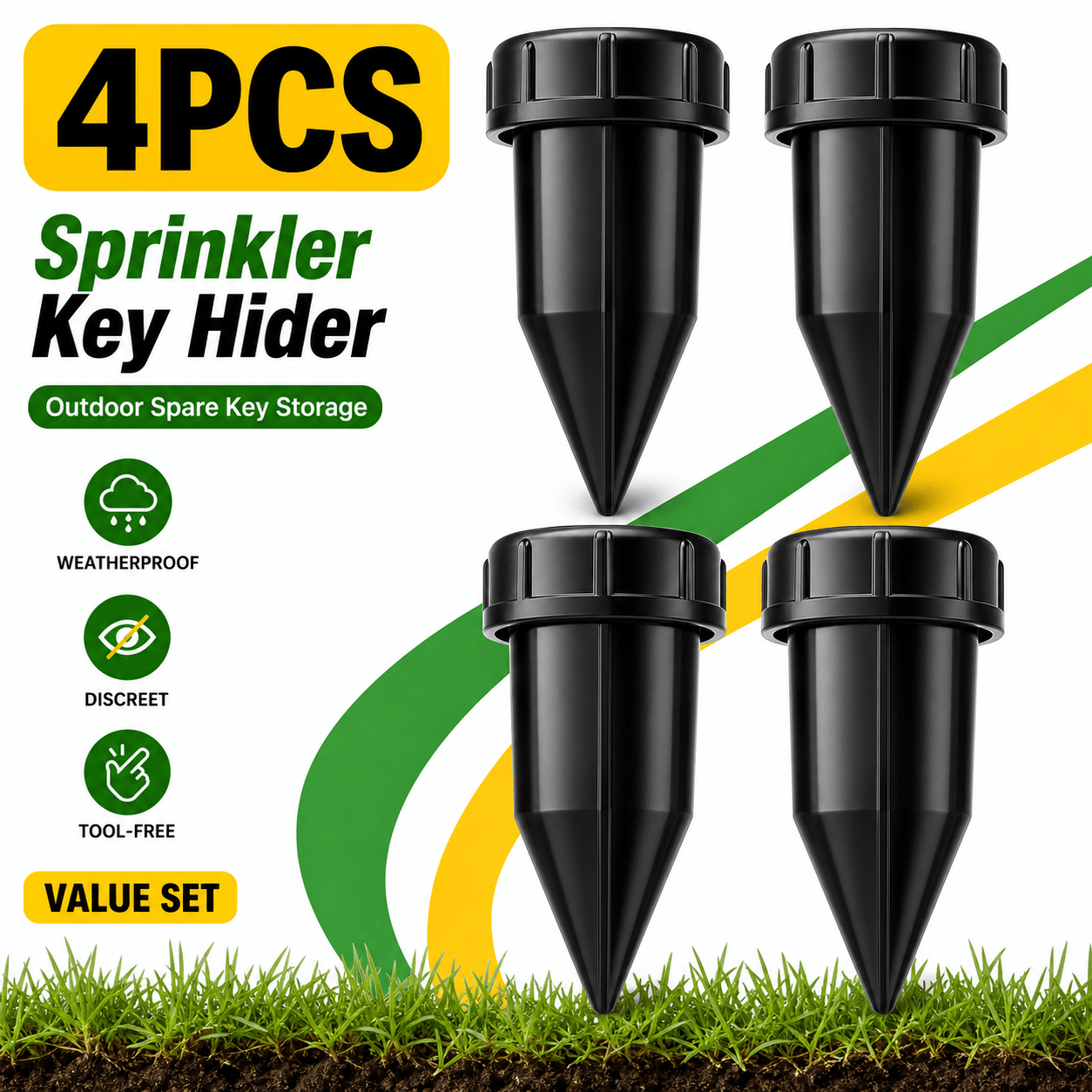 TEMU 4-pack Outdoor Holder With , Screw-top Storage Containers For Garden, Yard, Camping, Travel & Emergency Access