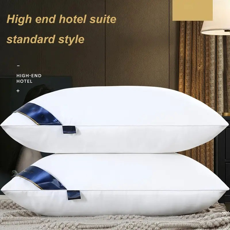 2pcs Grey Hotel Pillows Pillow Supports Neck And Spine For Relaxing Sleep, Pillows For Sleeping, Moisture Absorbing Breathable Household Pillows For Bed, Suitable For Living Room, Bedroom, Home Decoration, Stylish And Elegant.