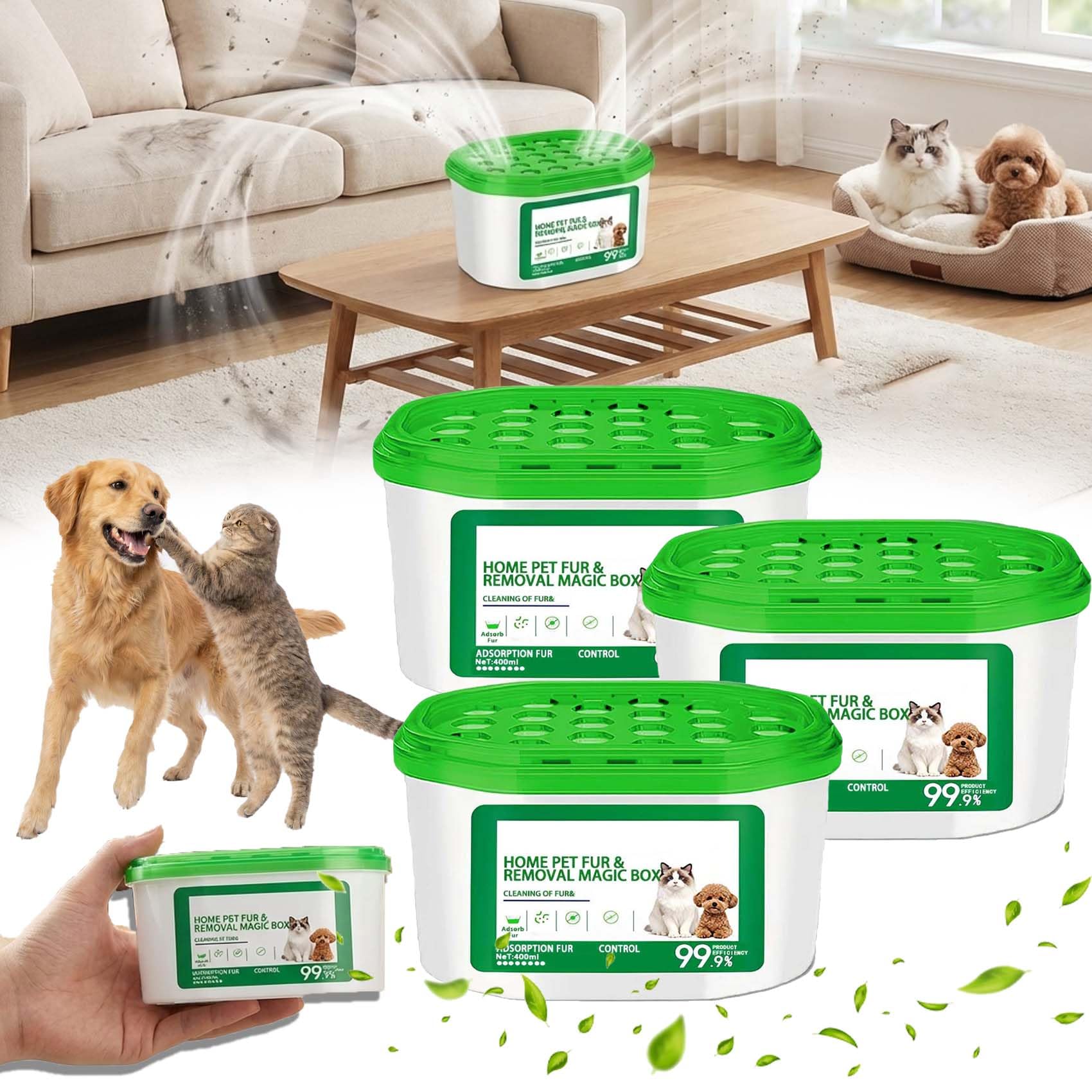Image of 3 Boxes Of 360 ° Pet Hair Remover, Portable Deodorizing Dust Collection Artifact, Suitable For Bedroom, Living Room And Pet-specific Space
