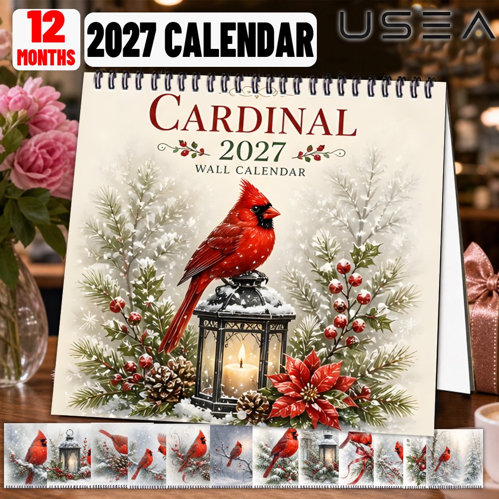 TEMU Teachers' Calendars And Planners 2027 Bird Wall Calendar, 12 Months 2027 Monthly Planner, Twin Spiral Hanging Calendar With Large Blocks, Us