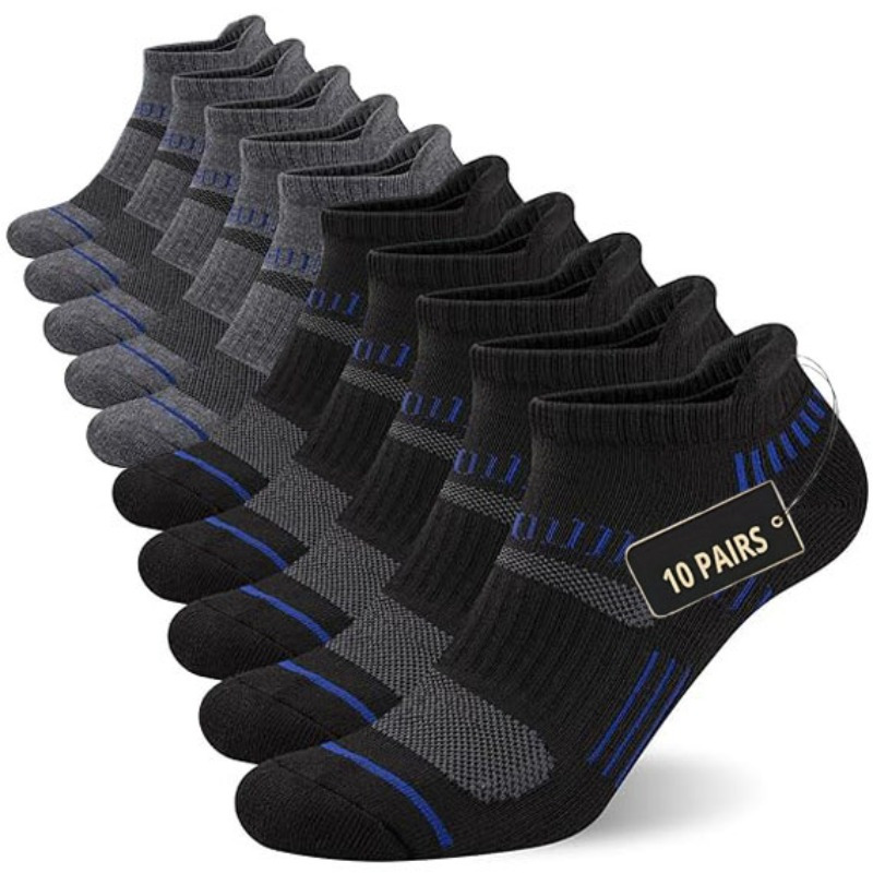 TEMU 10 Paires de Chaussettes Homme, 10 Paires de Chaussettes Basses Confortables et Rembourrées Décontractées