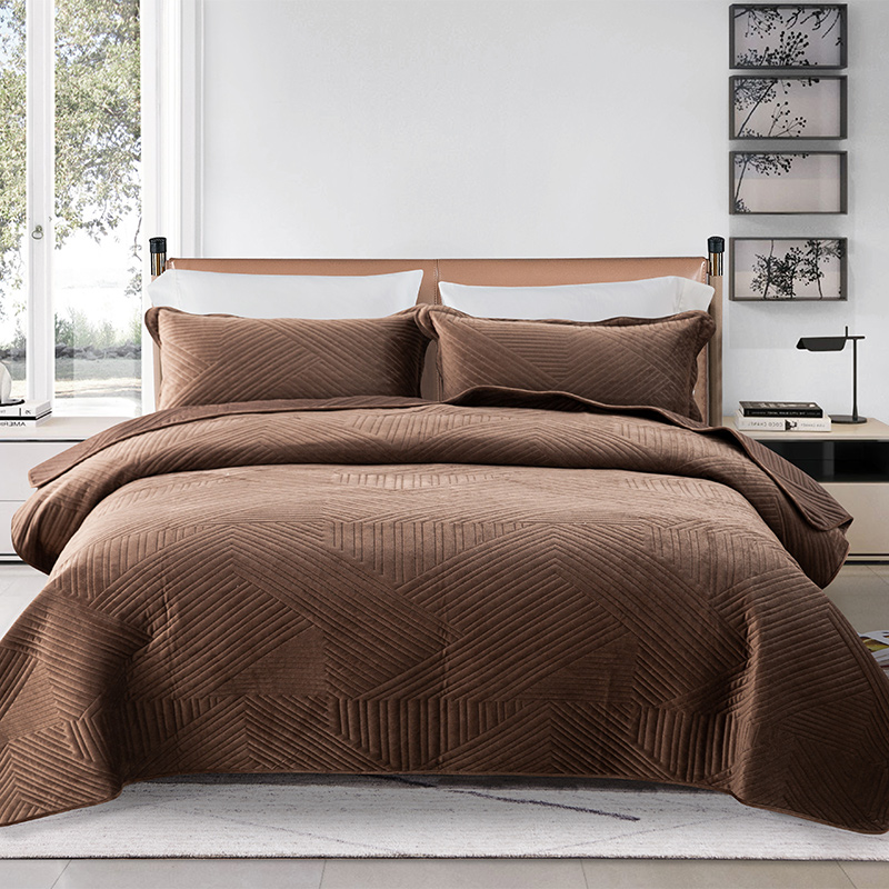 TEMU 3pcs Solid Color Minimalist Bedspread Set, Throw Blanket Bedding, Includes 1 Bedspread And 2 Pillowcases, High-end Rounded Hem, Multiple Colors