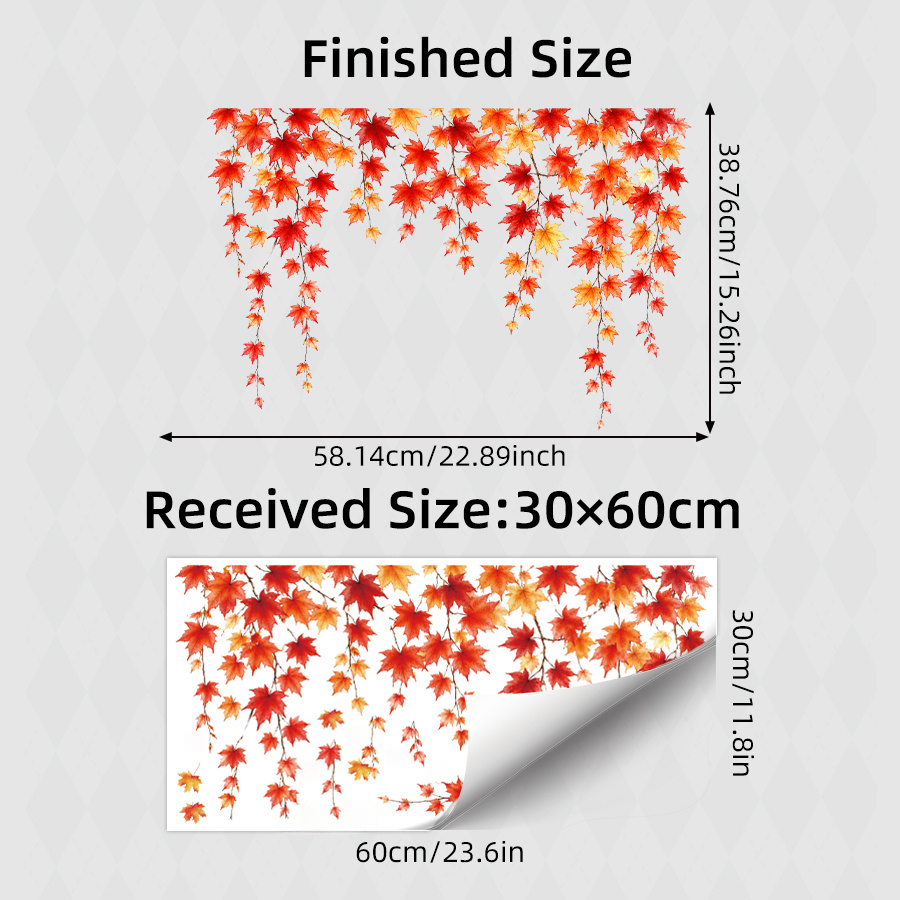 TEMU 2pcs Hanging Maple Leaf Static Window Cling, Glue Free Removable No Residue, Red Yellow Drooping Glass Window Decal, Autumn Vibe Decor Sticker