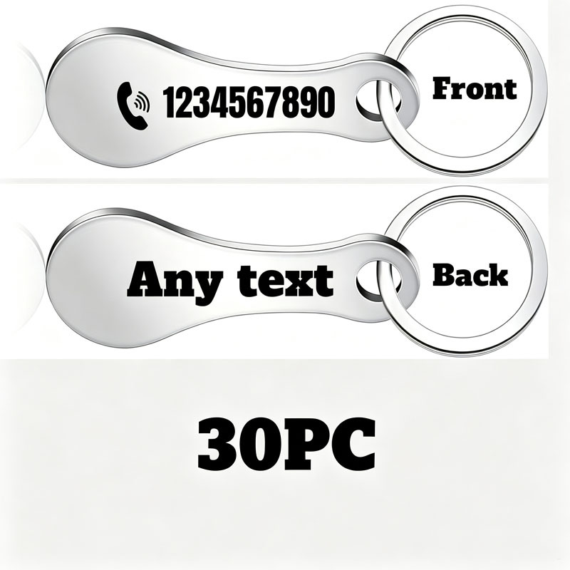 TEMU 20pcs 30pcs Stainless Steel Shopping Cart Token Keychain Custom Engraved Number And Text Durable Anti Lost Metal Pendant Practical Men Accessory
