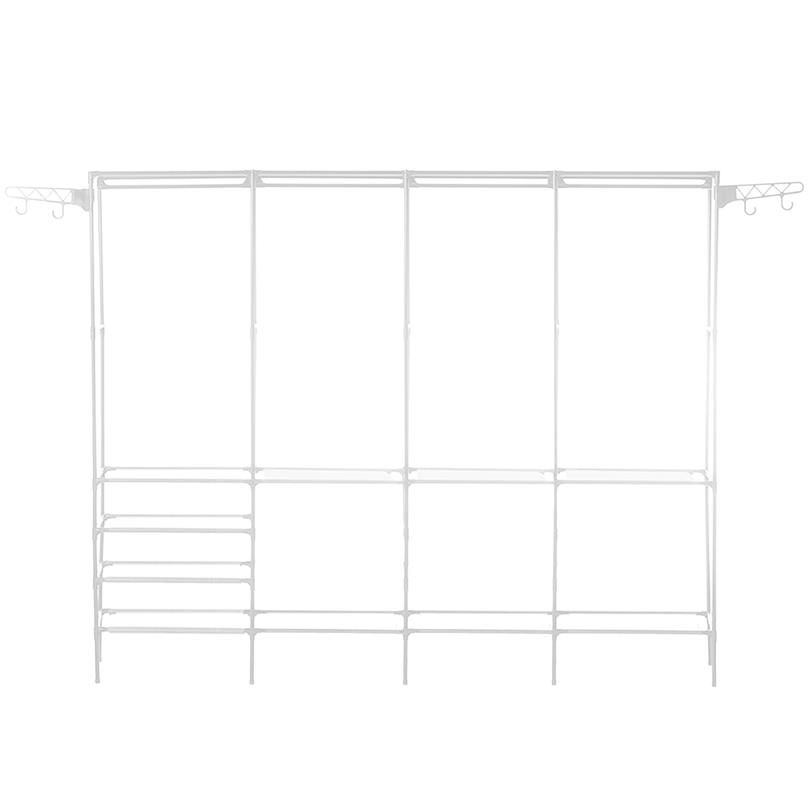 Heavy Duty Garment Rack Metal Closet Wardrobe Rack With 4 Hanging Rods 10 Shelves