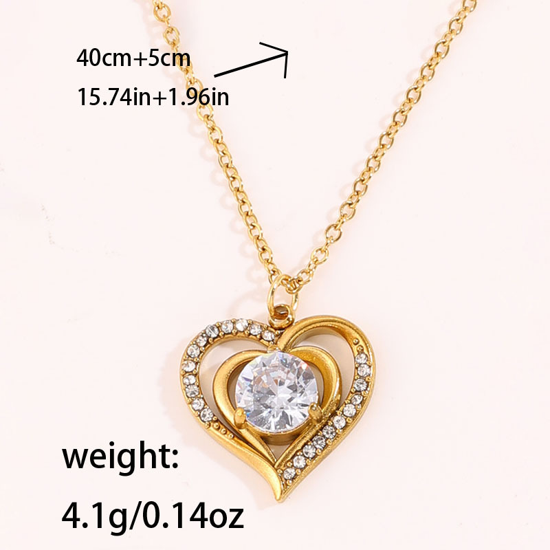 Stainless Steel Double-Layered Heart Pendant Necklace