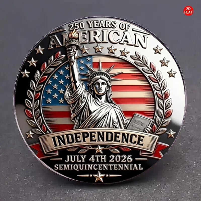 TEMU 1pc 2d Flat The 250th Anniversary Brooch Of The United States Has A Unique Holiday Gift Souvenir With The Theme Of Flag And The Statue Of