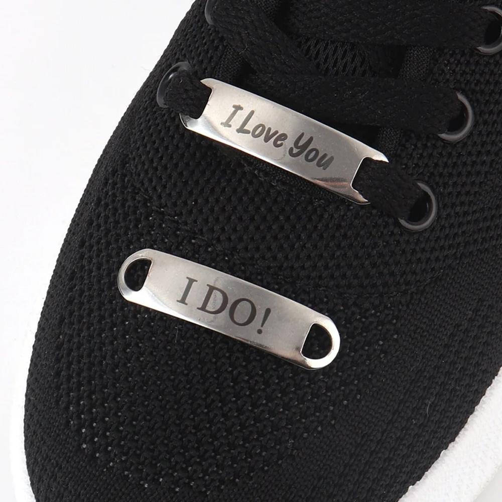 Custom Engraved Shoe Lace Buckles - Anniversary Gift for Couples - Metal Sho