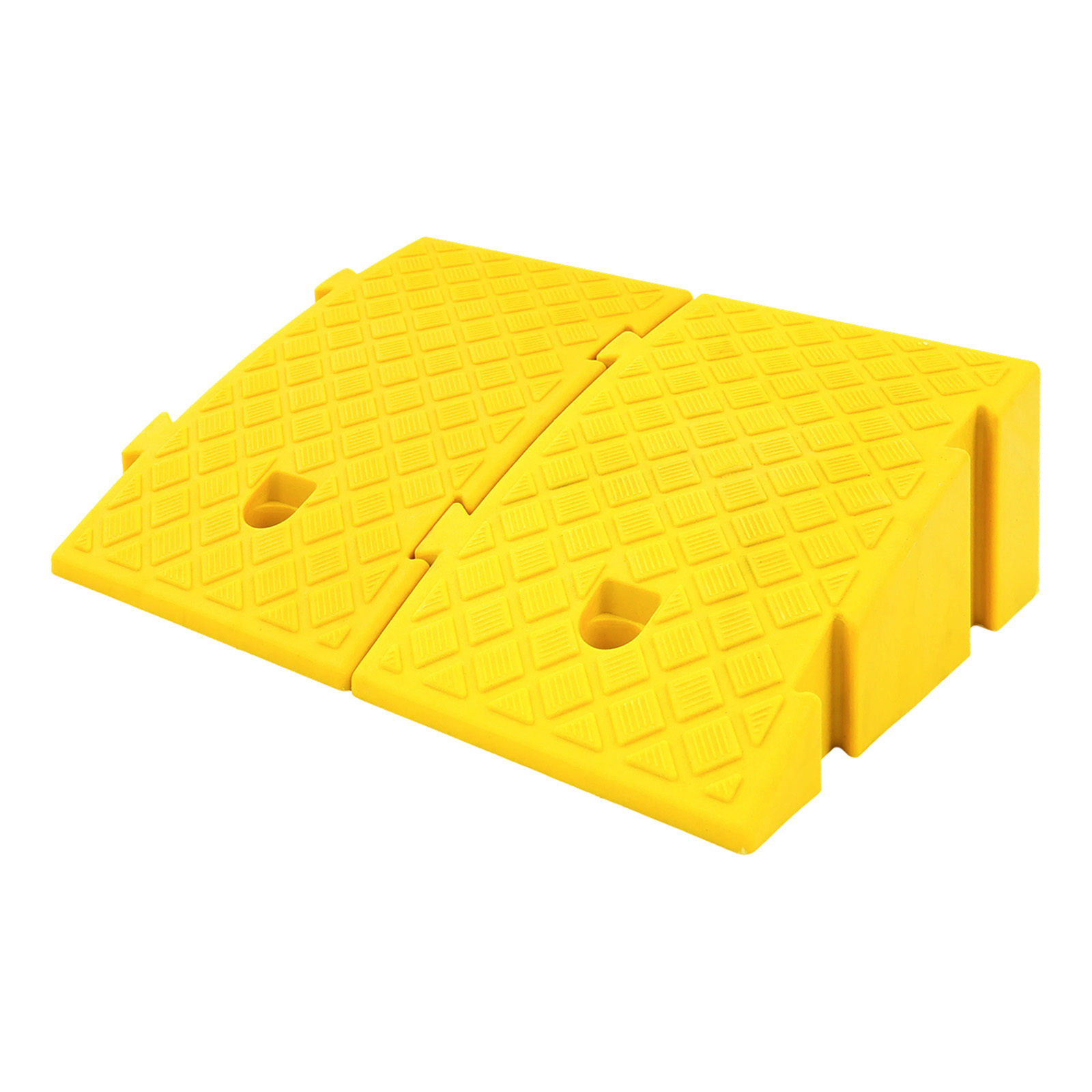 TEMU 2pcs Yellow Plastic Curb Ramps | 40*25*16 Cm/15.75*9.84*6.3 In, 1.5 Load Capacity Each, Suitable For Driveways, , Vehicle Loading, Made Of Pe