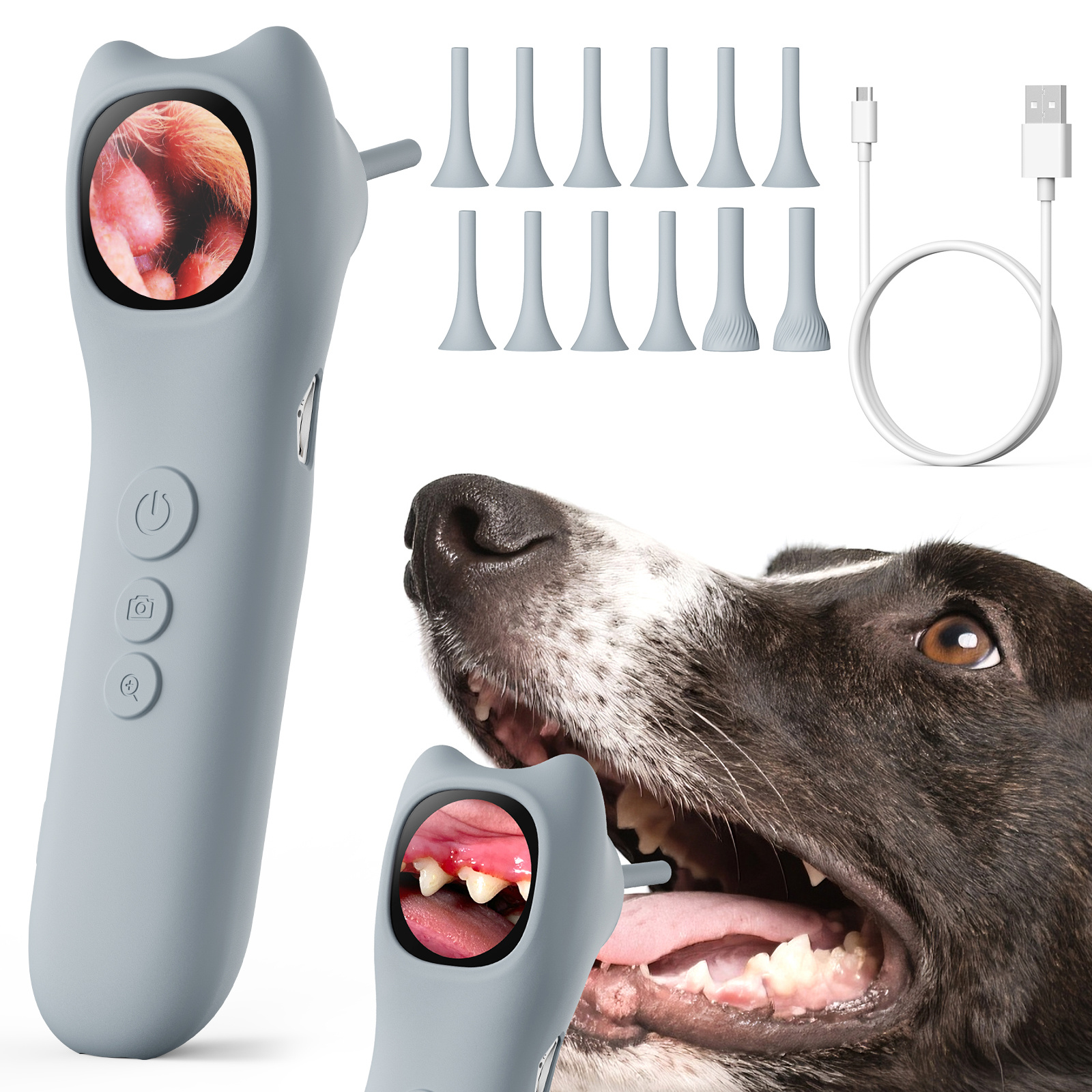 E-shop 4-in-1 Intelligenter Haustier-Detektor für Zuhause, 1080P HD-Ohrkamera, Klarer ins Innere mit 4-fach Zoom, 12 zusätzliche Inspektionsköpfe