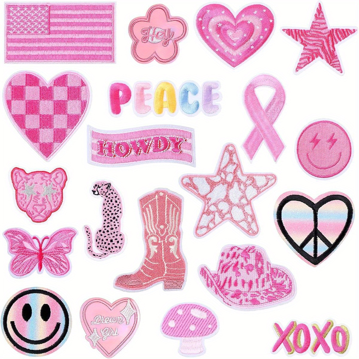 20Pcs Coastal Cowgirl Iron On Patches Summer Beach Embroidered Patches